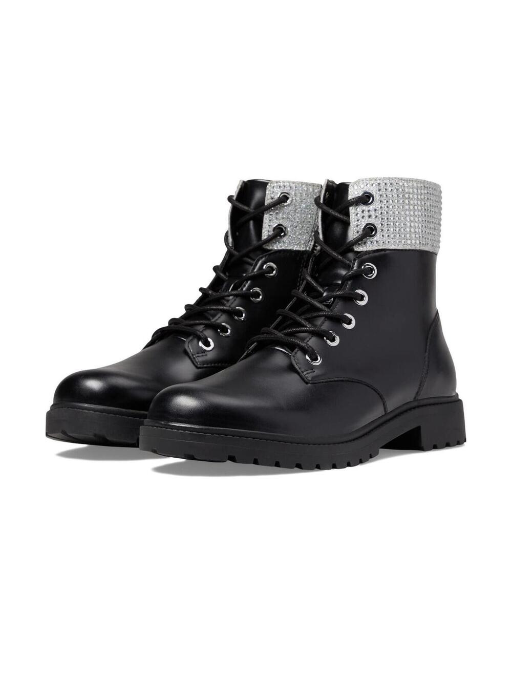 Michael Kors Alistair Combat Bootie Black Silver Rhinestone Boots Bling 8.5 NEW - Picture 6 of 6